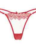 Ropa interior de tanga de encaje rojo para mujer sexy