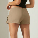 Haute Falda corta tejida solida con bolsillo de carga y pantalones cortos