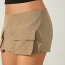 Haute Falda corta tejida solida con bolsillo de carga y pantalones cortos