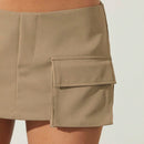 Haute Falda corta tejida solida con bolsillo de carga y pantalones cortos