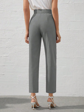 Bizwear pantalones unicolor de cintura alta con corte ajustado para mujer, ideales para uso diario y el trabajo
