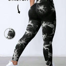 Slayr Pantalones deportivos casuales sencillos de tejido de punto acanalado en tie-dye blanco y negro con forma de Body y cintura alta para mujer - C