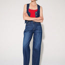 WESTFADE Jeans de pierna recta de verano no elasticos de pinstripe Premium
