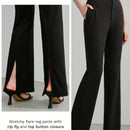 MOTF STUDIO Pantalones solidos de pierna acampanada con bolsillos inclinados y dobladillo dividido