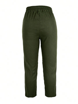 Pantalones casuales de trabajo para mujeres con diseno solido y simple de color