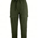 Pantalones casuales de trabajo para mujeres con diseno solido y simple de color