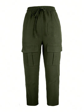 Pantalones casuales de trabajo para mujeres con diseno solido y simple de color