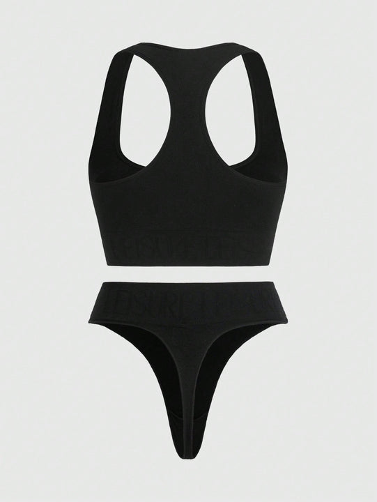 Leisure Conjunto de ropa interior de mujer sin costuras con tejido integrado y elasticidad en Jacquard