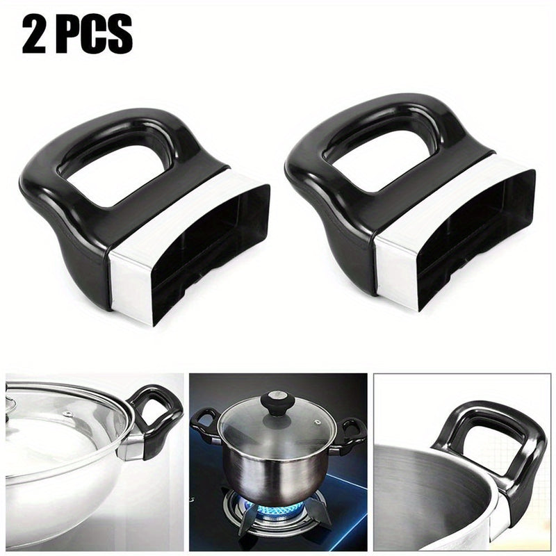 Juego de 2 agarraderas negras para ollas a presión, vaporeras y cacerolas, diseñadas como repuestos para agarraderas laterales cortas de un solo agujero en utensilios de cocina