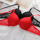 2 piezas de sujetadores con aros de encaje floral rojo/albaricoque con efecto push-up para mujer, ropa interior femenina con cierre trasero para busto/pecho pequeno, lenceria sexy y de unicolor para pechos pequenos, sosten de apoyo con tirantes