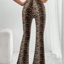 Essnce Pantalones acampanados de estampado de leopardo ajustados y casuales para mujer de  Essnce