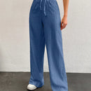 Tall pantalones largos de unicolor con cintura larga y cordon para mujeres altas