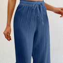Tall pantalones largos de unicolor con cintura larga y cordon para mujeres altas