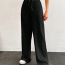 Tall pantalones largos de unicolor con cintura larga y cordon para mujeres altas
