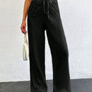 Tall pantalones largos de unicolor con cintura larga y cordon para mujeres altas