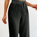 Tall pantalones largos de unicolor con cintura larga y cordon para mujeres altas