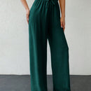 Tall pantalones casuales para mujer de algodon con nudo y unicolor y tiro alto