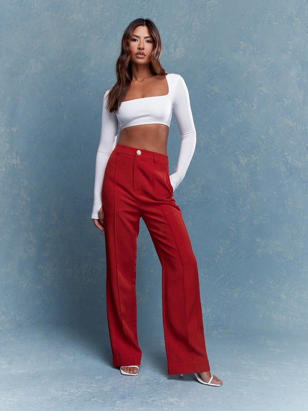 MISSGUIDED Pantalones rectos con pliegues
