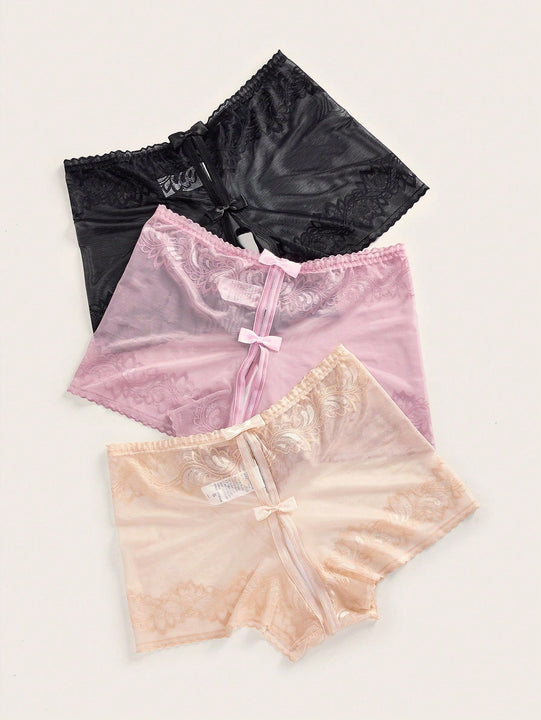 Conjunto de lenceria abierta de encaje, 3 piezas (tallas aleatorias)