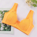 Mleyhoice sosten push-up de encaje naranja con aros y cierre frontal para mujer, sexy y sin espalda