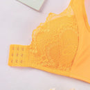 Mleyhoice sosten push-up de encaje naranja con aros y cierre frontal para mujer, sexy y sin espalda
