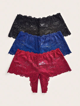 Conjunto de 3 piezas de Tangas sexys con cordon en la entrepierna y tamano ajustable