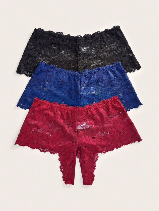 Conjunto de 3 piezas de Tangas sexys con cordon en la entrepierna y tamano ajustable