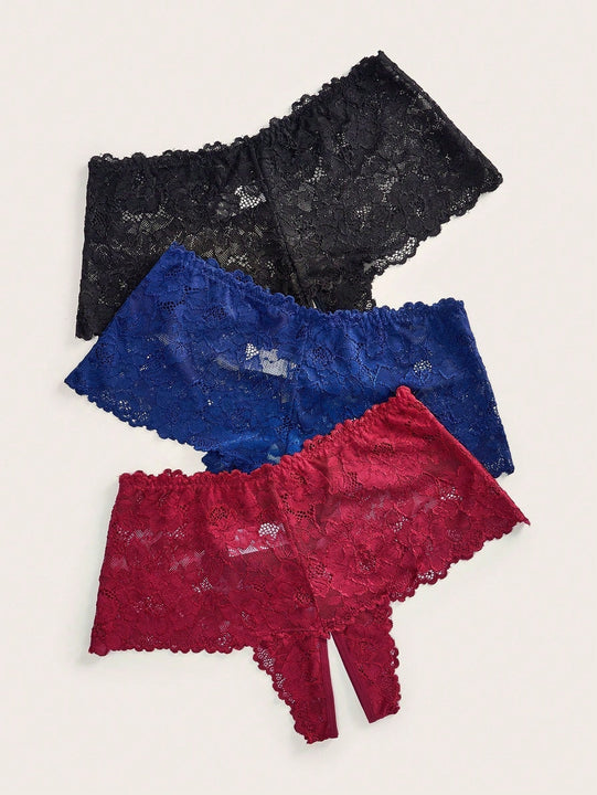 Conjunto de 3 piezas de Tangas sexys con cordon en la entrepierna y tamano ajustable