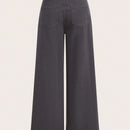 MOD Jeans casuales de mezclilla de ajuste holgado para mujer con bolsillos con parche y diseno de pierna ancha con dobladillo deshilachado