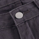 MOD Jeans casuales de mezclilla de ajuste holgado para mujer con bolsillos con parche y diseno de pierna ancha con dobladillo deshilachado