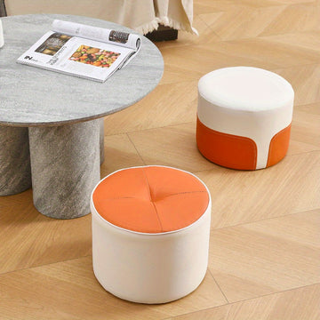 Taburete Cambiador de Zapatos de Lujo con Parte Superior Redonda - Cómodo y Duradero con Acolchado Suave, Construcción de Madera Maciza, Estilo Clásico para Decoración del Hogar