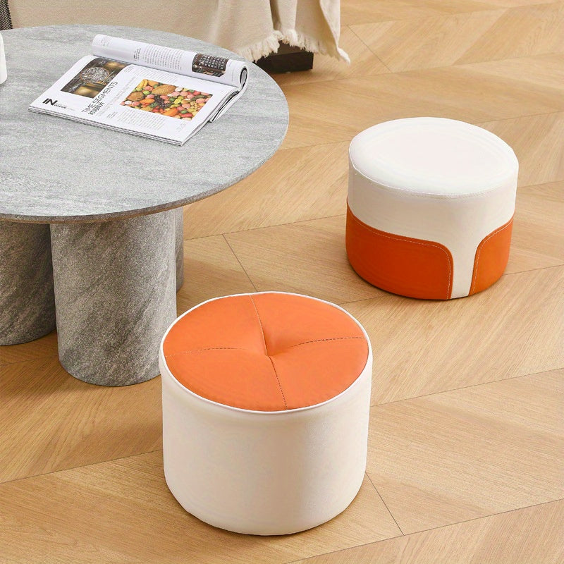 Taburete Cambiador de Zapatos de Lujo con Parte Superior Redonda - Cómodo y Duradero con Acolchado Suave, Construcción de Madera Maciza, Estilo Clásico para Decoración del Hogar