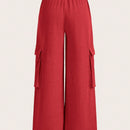 Slayr pantalones casuales de trabajo de estilo ancho con bolsillos y estampado floral gris para mujeres-c