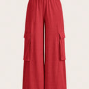Slayr pantalones casuales de trabajo de estilo ancho con bolsillos y estampado floral gris para mujeres-c