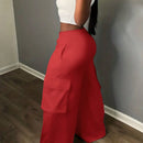 Slayr pantalones casuales de trabajo de estilo ancho con bolsillos y estampado floral gris para mujeres-c