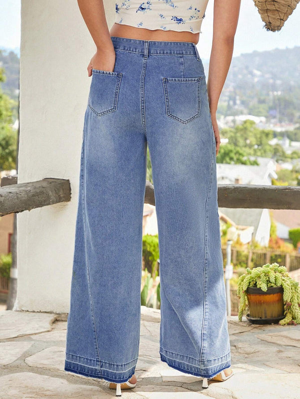 Forever 21 Jeans de cintura alta y pierna ancha lavados