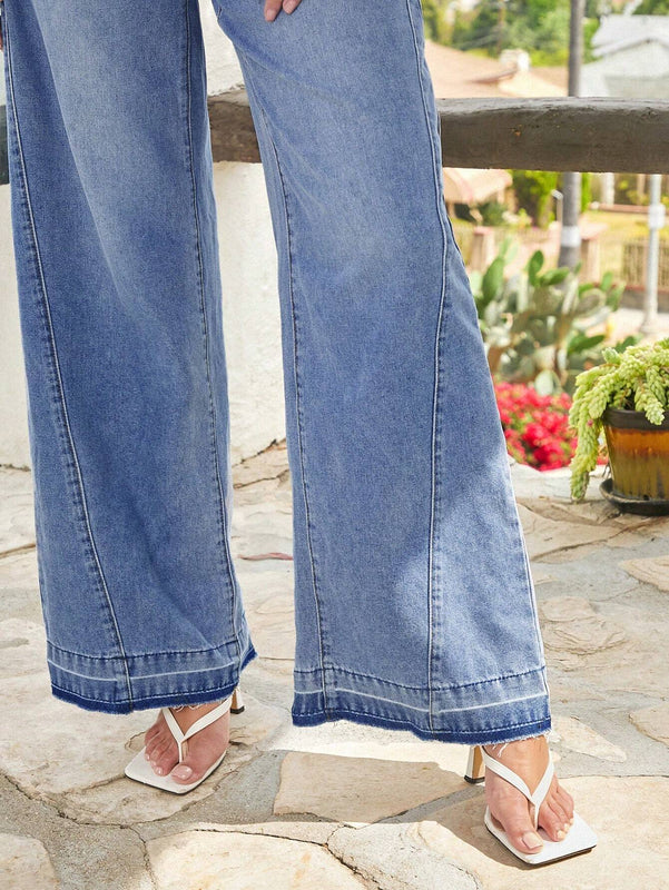 Forever 21 Jeans de cintura alta y pierna ancha lavados
