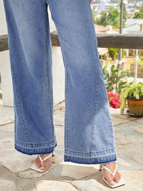 Forever 21 Jeans de cintura alta y pierna ancha lavados