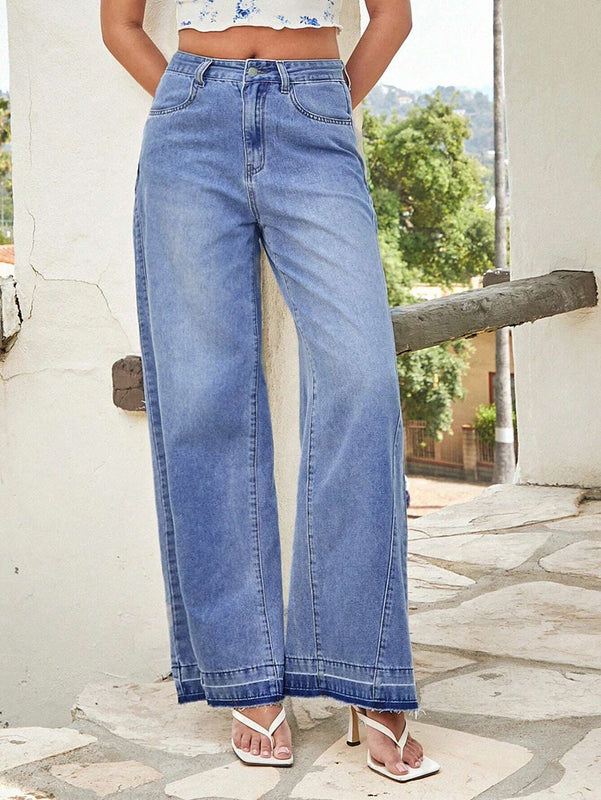 Forever 21 Jeans de cintura alta y pierna ancha lavados