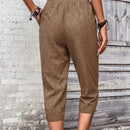 Lune pantalones casuales para mujer de unicolor con cordon en la cintura y bolsillos