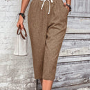 Lune pantalones casuales para mujer de unicolor con cordon en la cintura y bolsillos