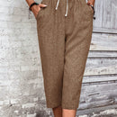 Lune pantalones casuales para mujer de unicolor con cordon en la cintura y bolsillos