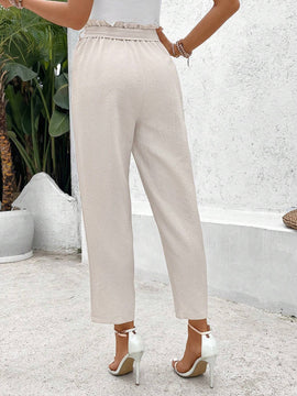 Frenchy Pantalones largos conicos con textura para mujer con lazo y nudo en tejido