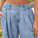 Forever 21 Jeans para mujer de tiro alto Ridley en color azul Vera con cintura elastica