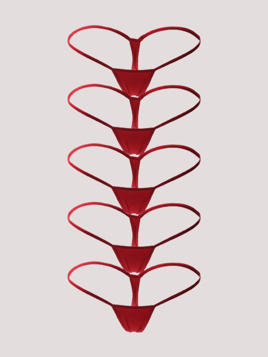 5 piezas Ropa interior de seda de leche con T-Back de cintura baja y sexy para mujeres, comodo y seductor