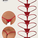 5 piezas Ropa interior de seda de leche con T-Back de cintura baja y sexy para mujeres, comodo y seductor