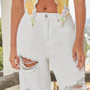 Forever 21 Pantalones Jeans rectos de unicolor con agujeros y bolsillos
