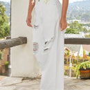 Forever 21 Pantalones Jeans rectos de unicolor con agujeros y bolsillos