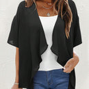 Cardigan casual de manga corta y tela transparente para mujer en el verano