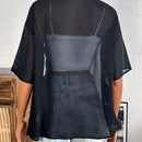 Cardigan casual de manga corta y tela transparente para mujer en el verano
